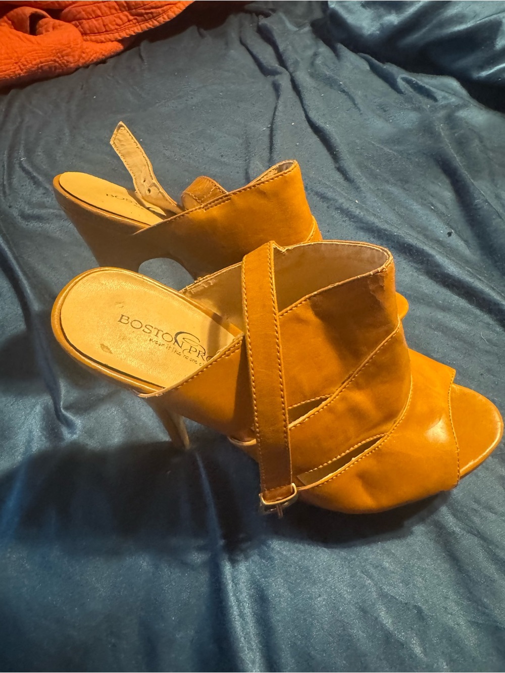 Womens Size 7.5 Boston Proper Tan Suede Peep-Toe Heels